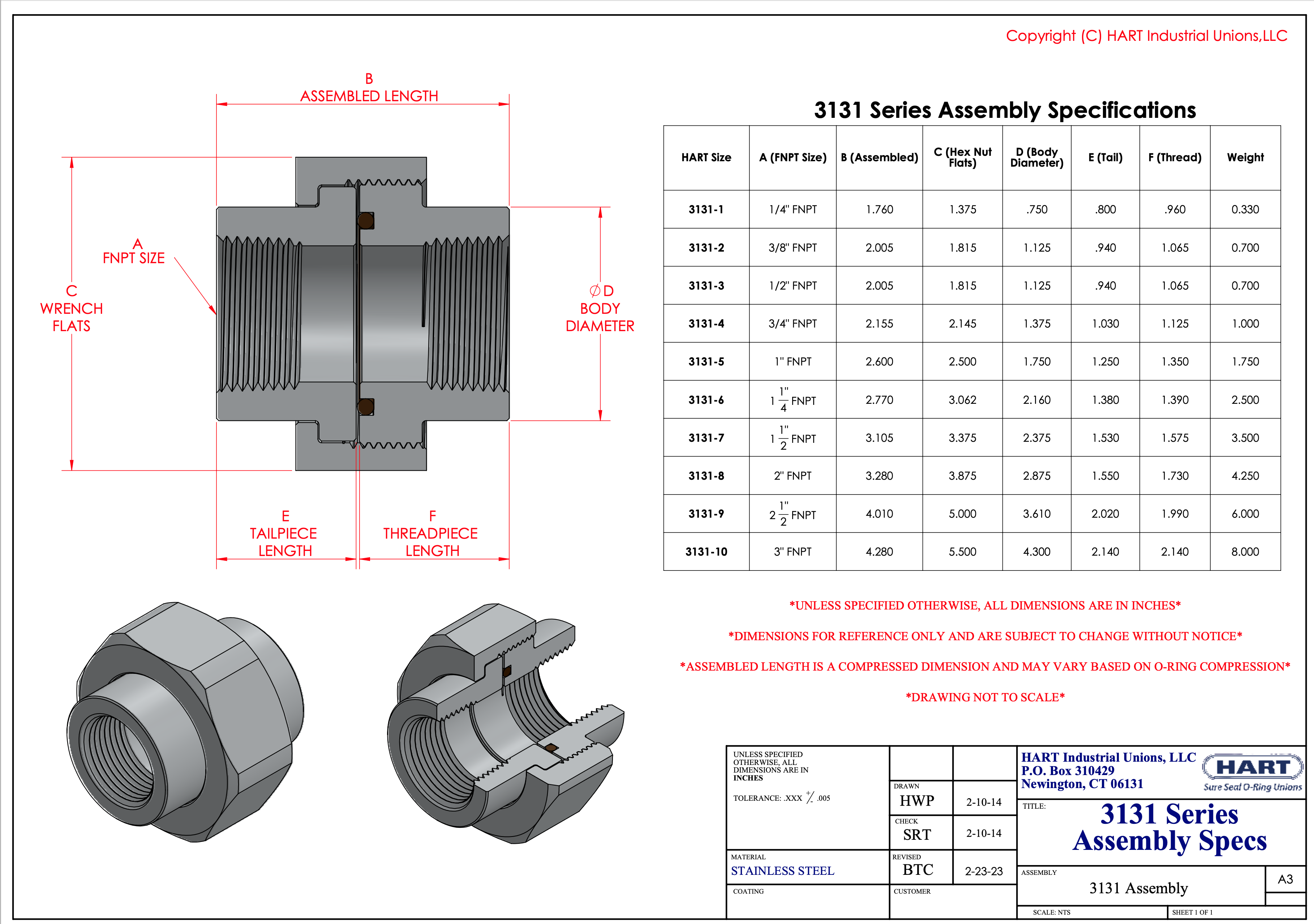 HART 3131 Series - Assembly Reference