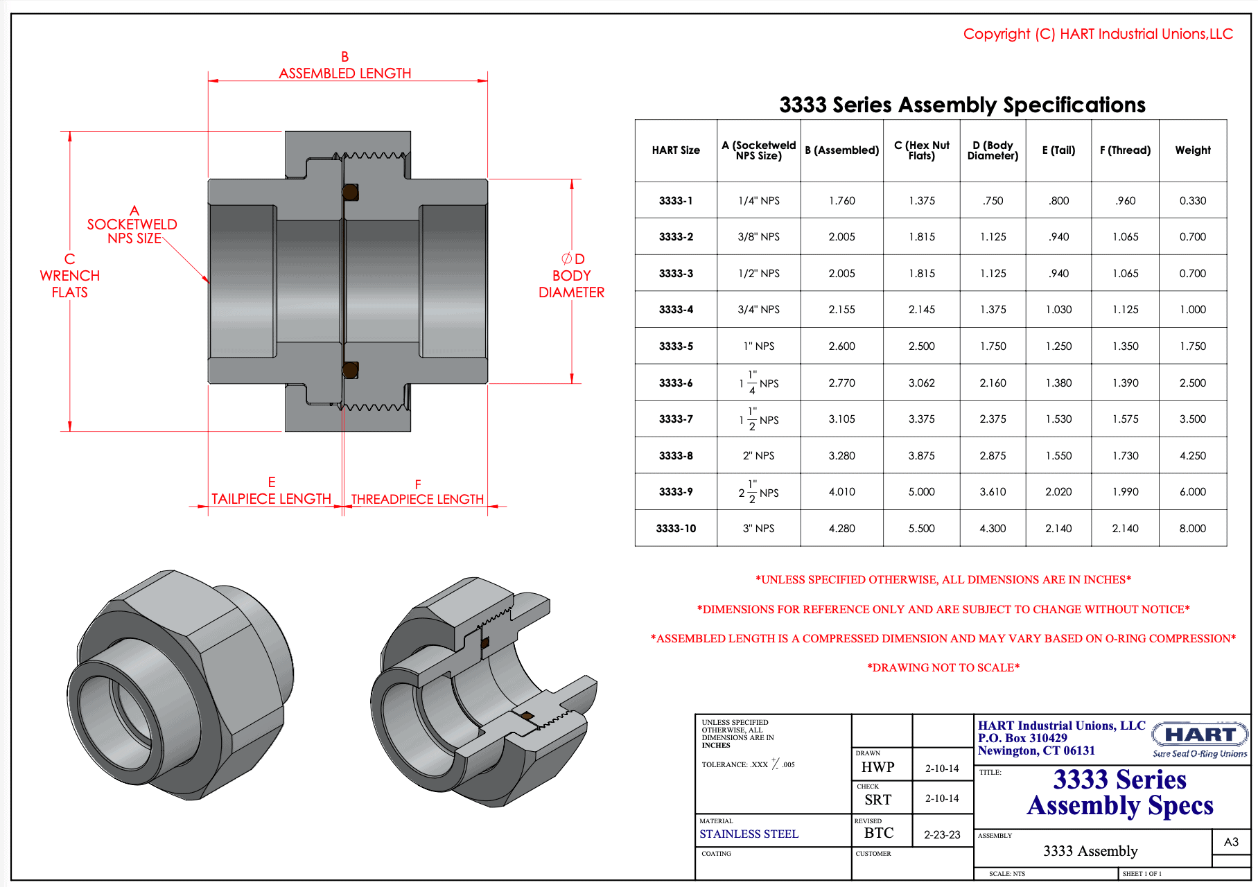 HART 3333 Series - Assembly Reference