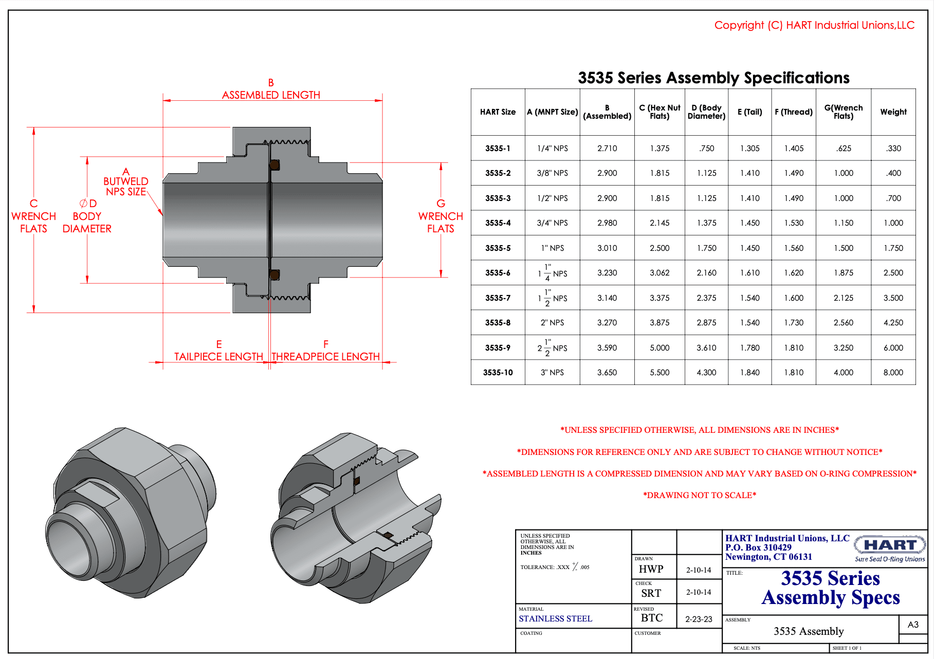 HART 3535 Series - Assembly Reference
