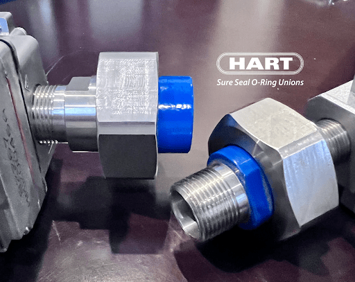 HART Male Threaded (MNPT) Dielectric O-Ring Unions made out of Stainless Steel connecting to a gas valve.